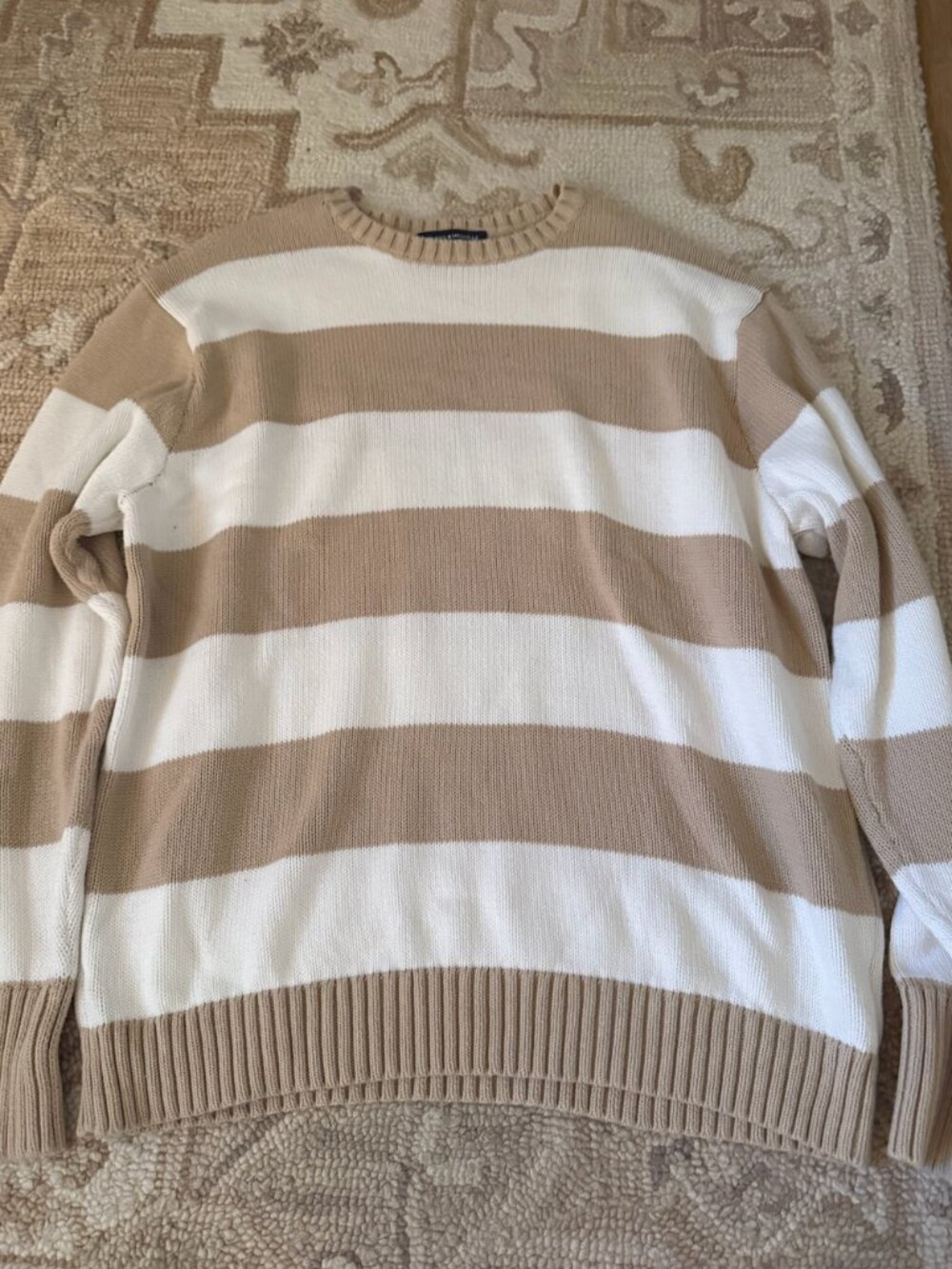 Beige and White Striped Brandy Melville Sweater